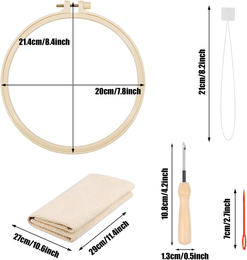 Allazone 3 Set Punch Needle Kits, Flower Punch Needle Embroidery Starter Kits, Punch Needle Tool Threader Fabric Embroidery Hoop - Image 2